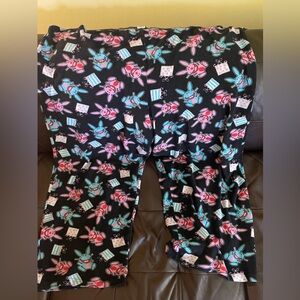 Jim Benton Women’s Pajama Bottom Bunny Print - Black, Pink, Blue
